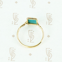 sleeping beauty turquoise in recycled 18k yellow gold hand crafted ring profile
