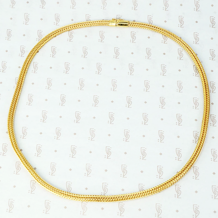 vintage 18k yellow gold collar style necklace chain woven