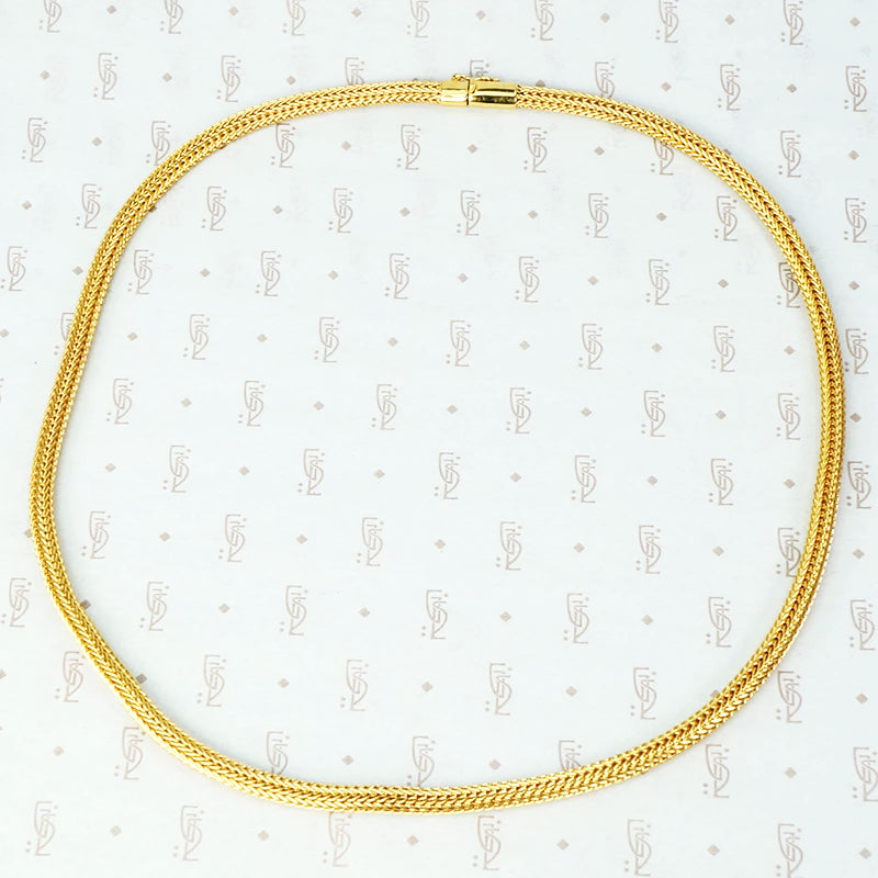 vintage 18k yellow gold collar style necklace chain woven