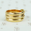 antique 18k yellow gold wide coiled snake ring with rose cut diamond eyes view of back featuring 3 coils
