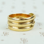 antique 18k yellow gold wide coiled snake ring with rose cut diamond eyes view of back featuring 3 coils