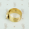 antique 18k yellow gold wide coiled snake ring with rose cut diamond eyes view of back featuring 3 coils