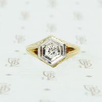 1920's 2 tone gold diamond mens ring