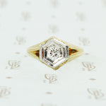 1920's 2 tone gold diamond mens ring