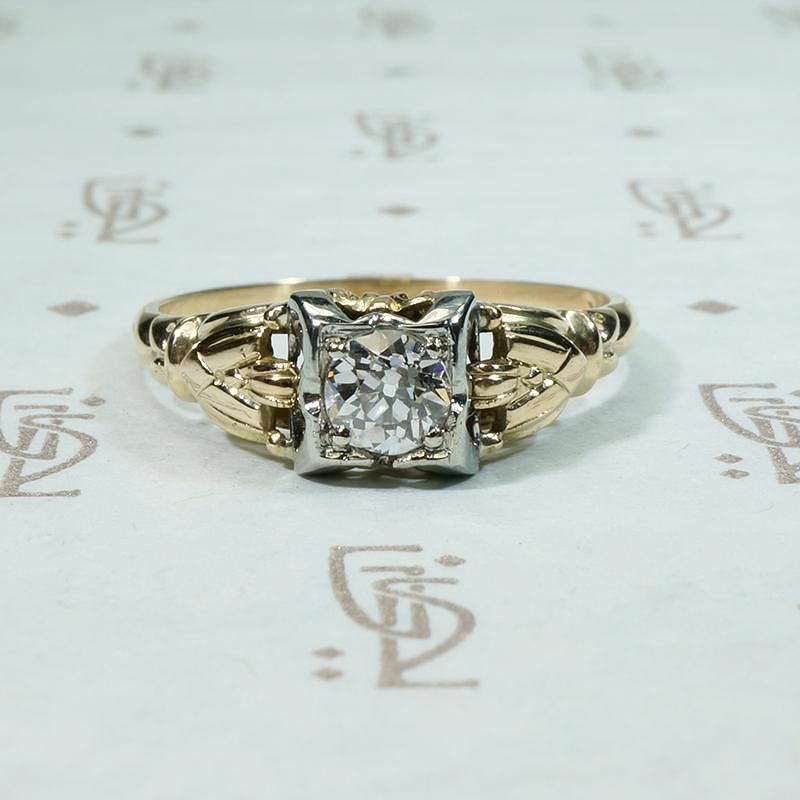 Charming 1930s Two Tone Diamond Engagement Ring