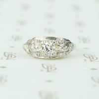 1930's 2 tone gold and diamond engagement ring