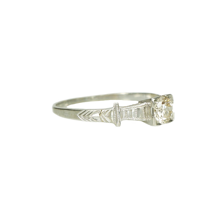 Vintage Art Deco Engagement Ring - Gem Set Love