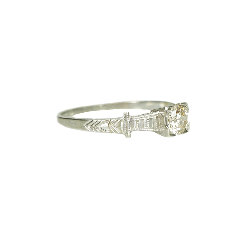 Vintage Art Deco Engagement Ring - Gem Set Love