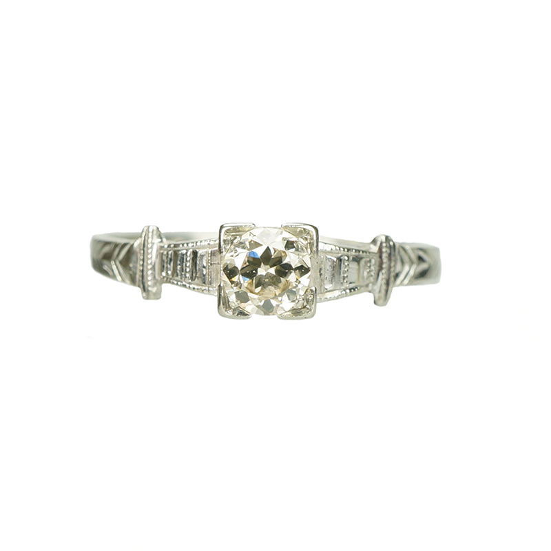 Vintage Art Deco Engagement Ring - Gem Set Love