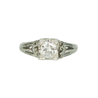 Vintage 1930's White Gold Engagement Ring - Gem Set Love