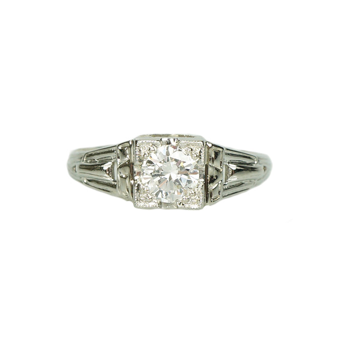 Vintage 1930's White Gold Engagement Ring - Gem Set Love