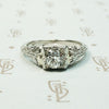 Old European Cut Doamon White Gold Filigree Engagement Ring