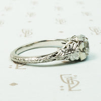 White Gold Filigree Old Euro Diamond Engagement Ring