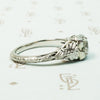 White Gold Filigree Old Euro Diamond Engagement Ring