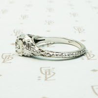White Gold Filigree Old Euro Diamond Engagement Ring