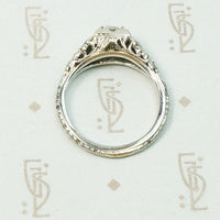 White Gold Filigree Old Euro Diamond Engagement Ring