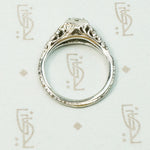White Gold Filigree Old Euro Diamond Engagement Ring