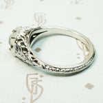 White Gold Filigree Old Euro Diamond Engagement Ring