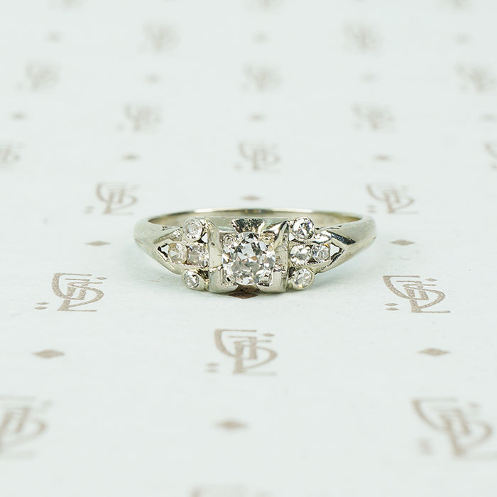vintage 1930's white gold engagement ring