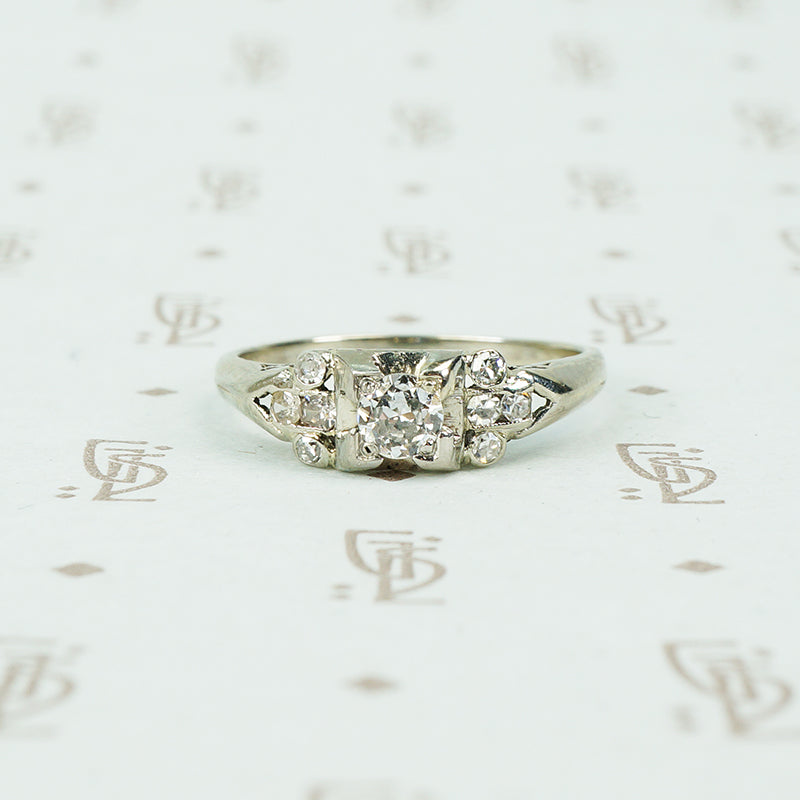 vintage 1930's white gold engagement ring
