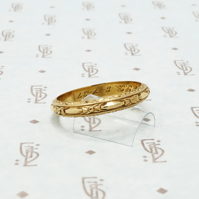 1937 14k gold engraved wedding band