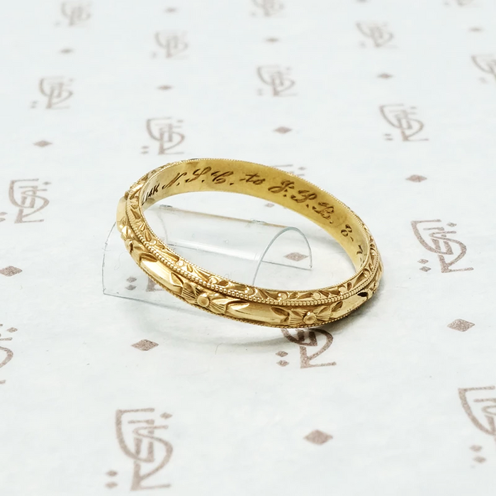 1937 14k gold engraved wedding band