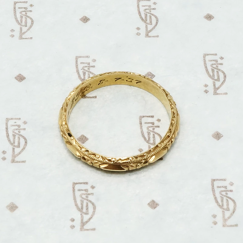 1937 14k gold engraved wedding band