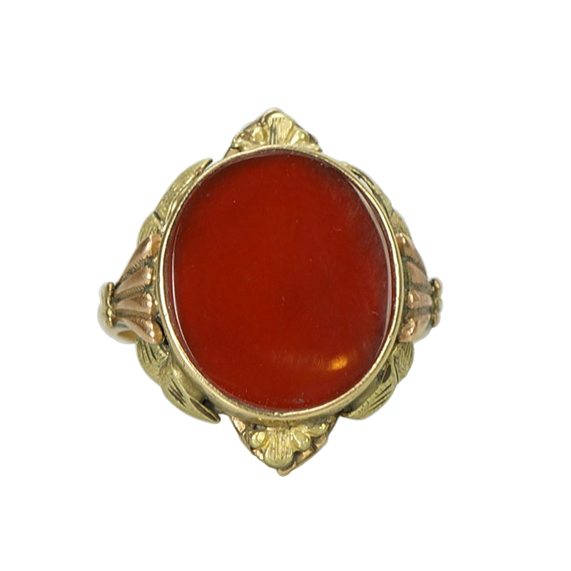 Rose and Green Gold Carnelian Ring - Gem Set Love