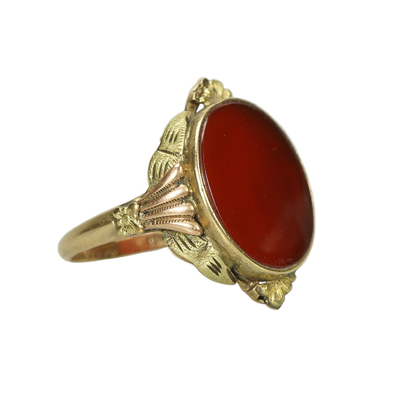 Rose and Green Gold Carnelian Ring - Gem Set Love