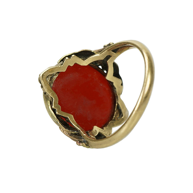 Rose and Green Gold Carnelian Ring - Gem Set Love