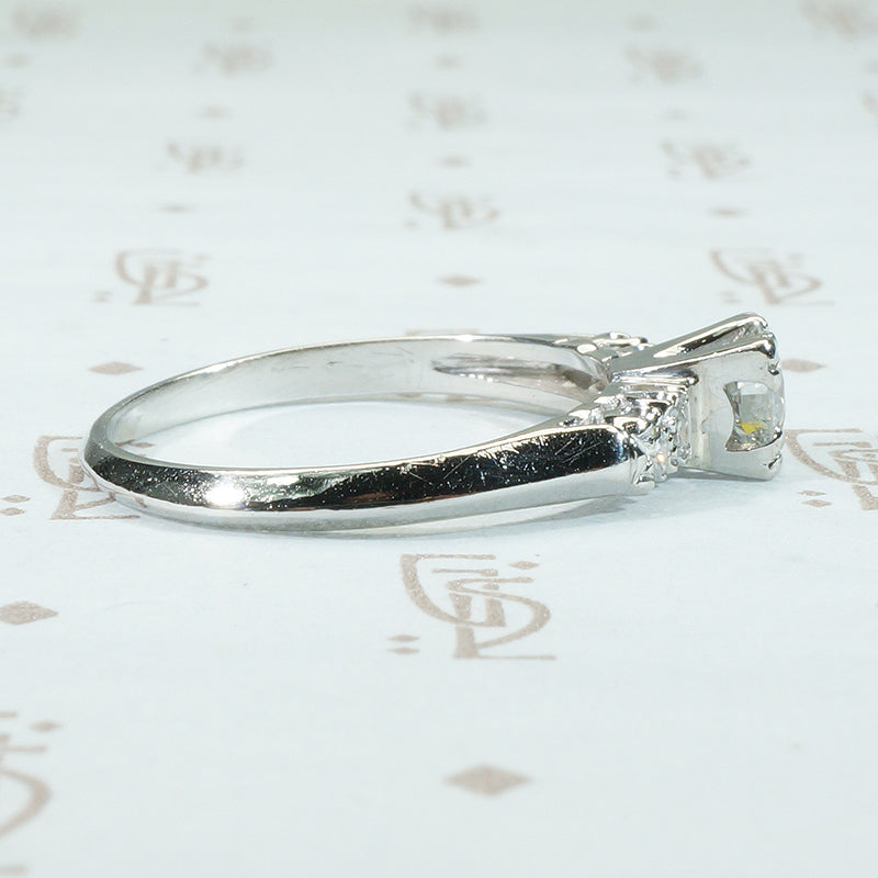 Pristine Platinum Diamond Engagement Ring Circa 1940