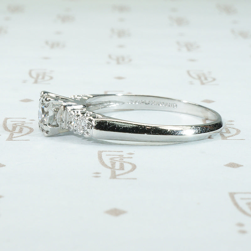 Pristine Platinum Diamond Engagement Ring Circa 1940