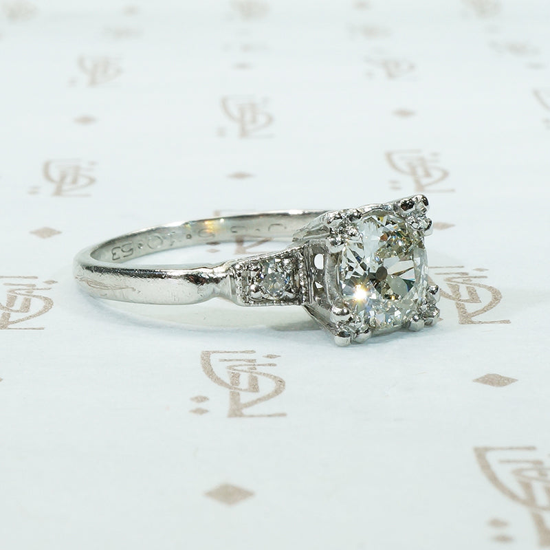 Old European Cut Diamond Platinum Engagement Ring