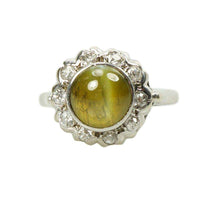 Vintage Cats Eye Chrysoberyl and Diamond Ring