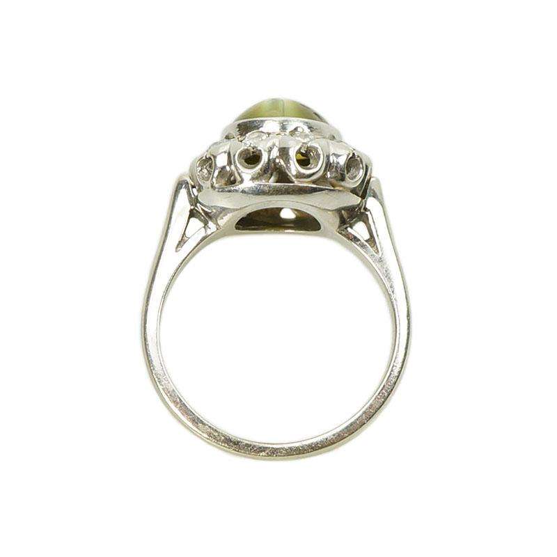 Vintage Cats Eye Chrysoberyl and Diamond Ring