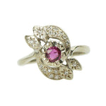 White Gold Ruby and Diamond Vintage Ring