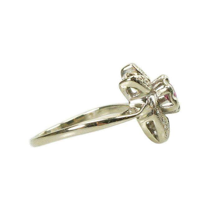 White Gold Ruby and Diamond Vintage Ring