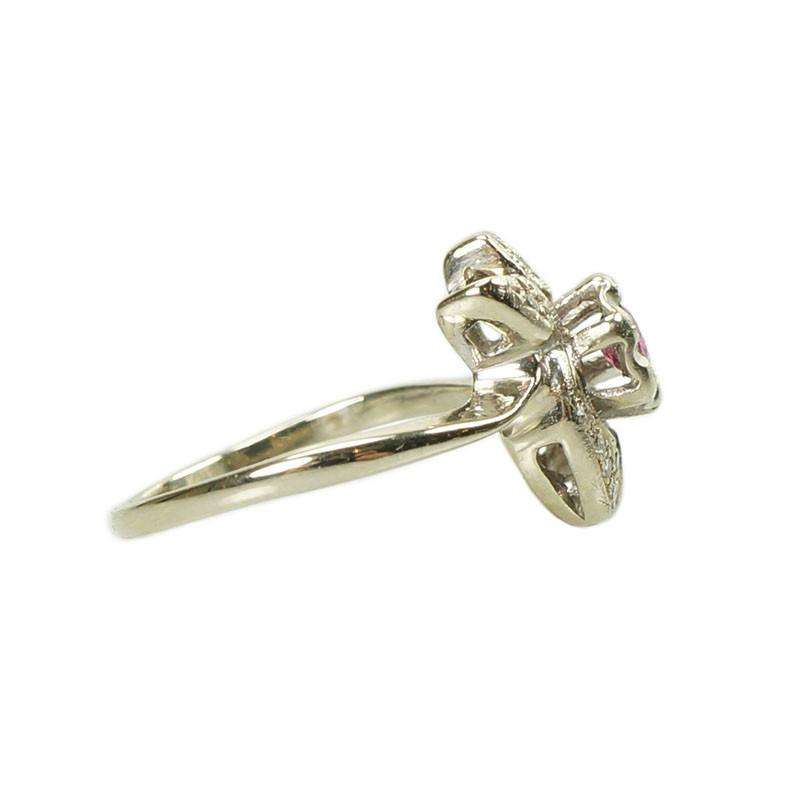 White Gold Ruby and Diamond Vintage Ring