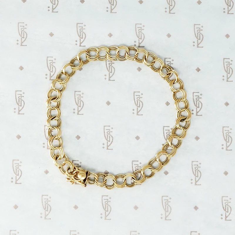1950's 14k yellow gold triple link bracelet