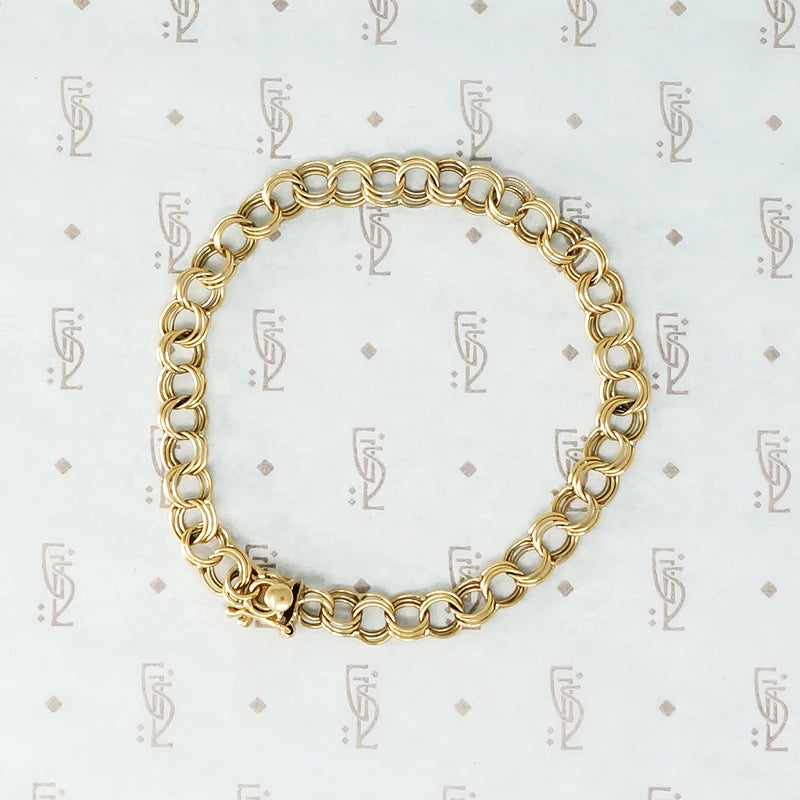 1950's 14k yellow gold triple link bracelet