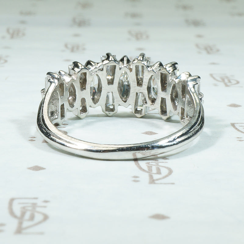 Mod 1960's Marquis and Baguette Diamond Ring