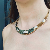 Chic Disco Era Gold Collar with Diamond Encrusted Links