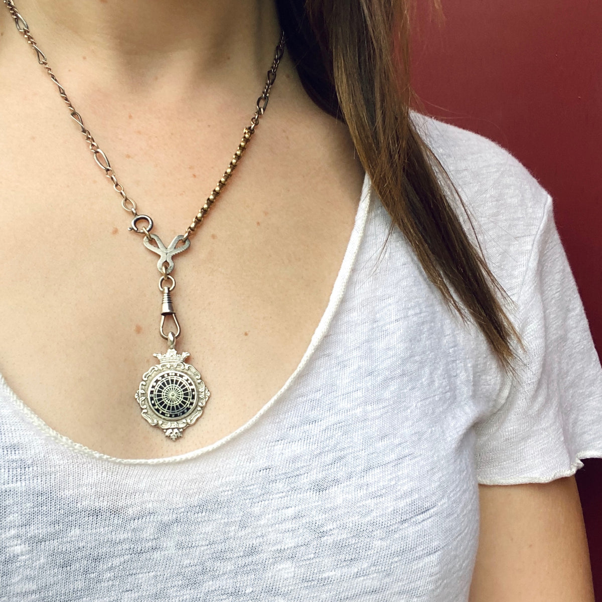 Black Enamel on Sterling Darts Medal Fob