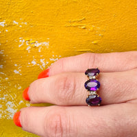 Deep Purple Amethyst Trilogy Ring with Diamonds