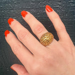 Modernist Texture & Depth Gold Dome Ring