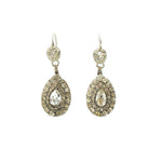 Antique Dangly Teardrop Paste Earrings in Silver