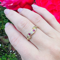 Jaunty Diamond & Ruby 18ct English Band