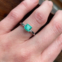 Vintage Emerald and Platinum Engagement Ring