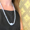 Blue Lace Agate Necklace with Delicate Carved Bead