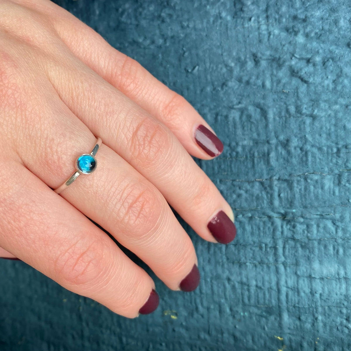 Cerulean Blue Spinel in Silver Ring by 720